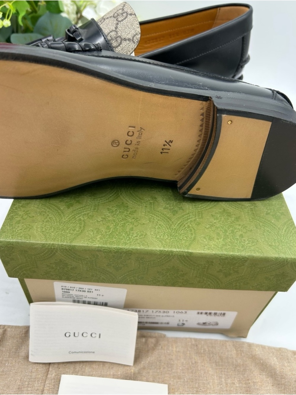 Gucci, GG Supreme tassel loafers size 11.5 fits 12 US made in Italy - Picture 7 of 7
